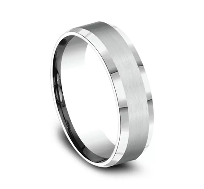 Platinum Satin Bevel Edge Comfort-Fit Band (6mm)
