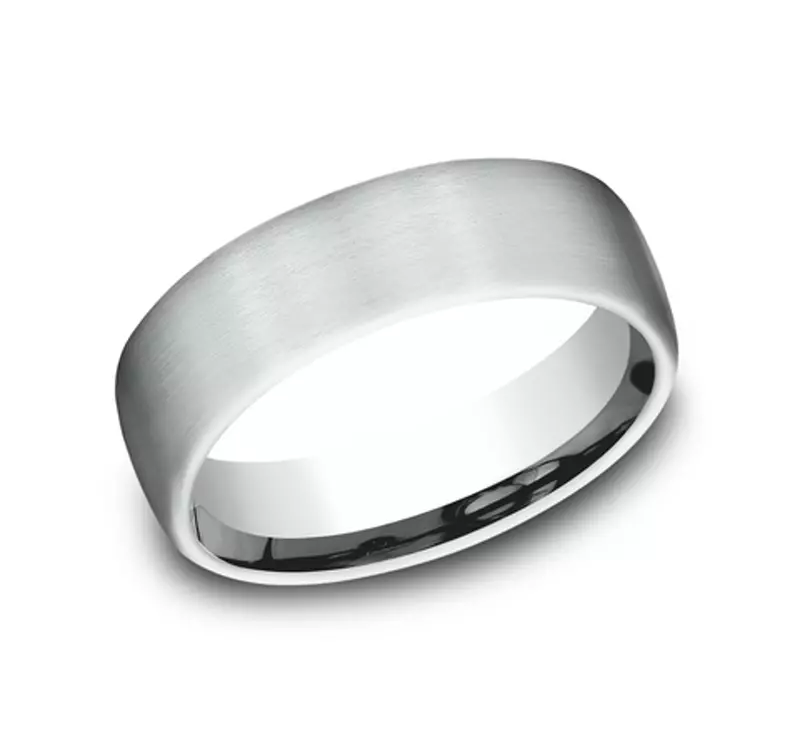 Platinum Satin Low Dome Comfort-Fit Band (6.5mm)