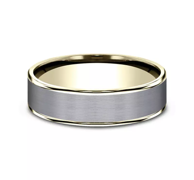 Satin Tantalum Two-Tone Comfort-Fit Band (6.5mm)