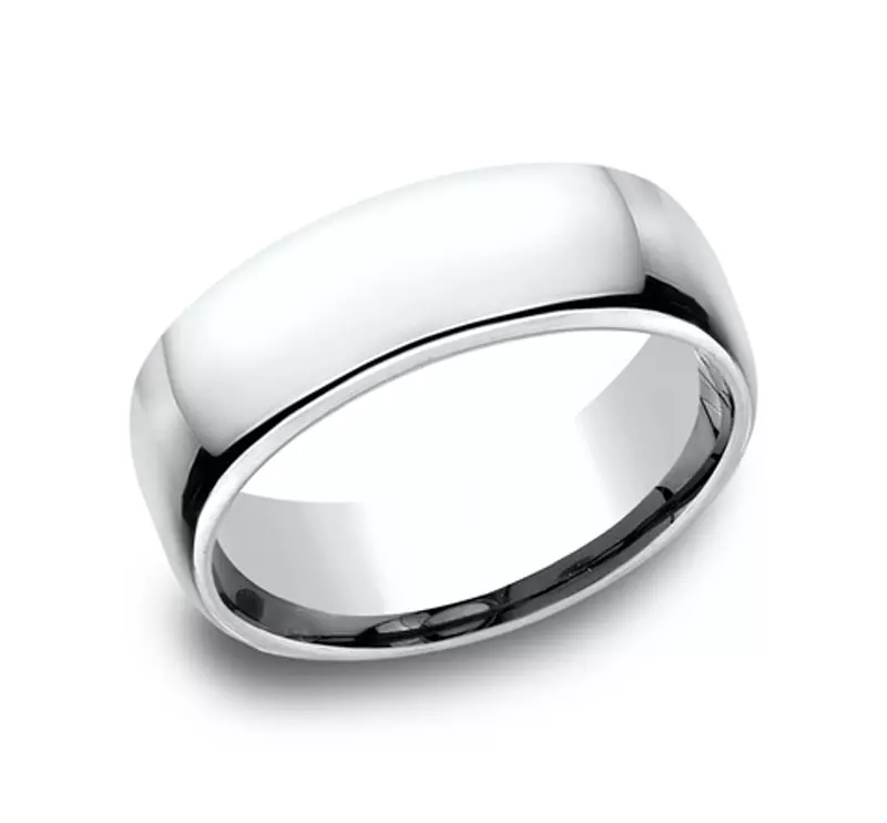 14K White Gold Euro Comfort-Fit Plain Band (7.5mm)