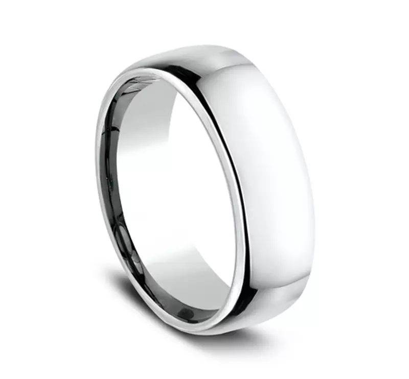 14K White Gold Euro Comfort-Fit Plain Band (7.5mm)