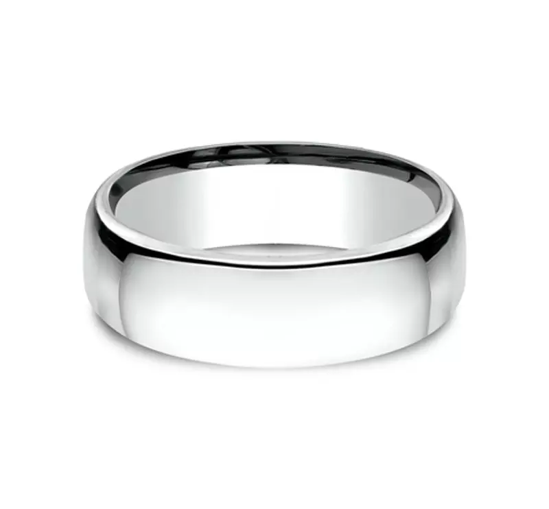 18K White Gold Euro Comfort-Fit Plain Band (7.5mm)