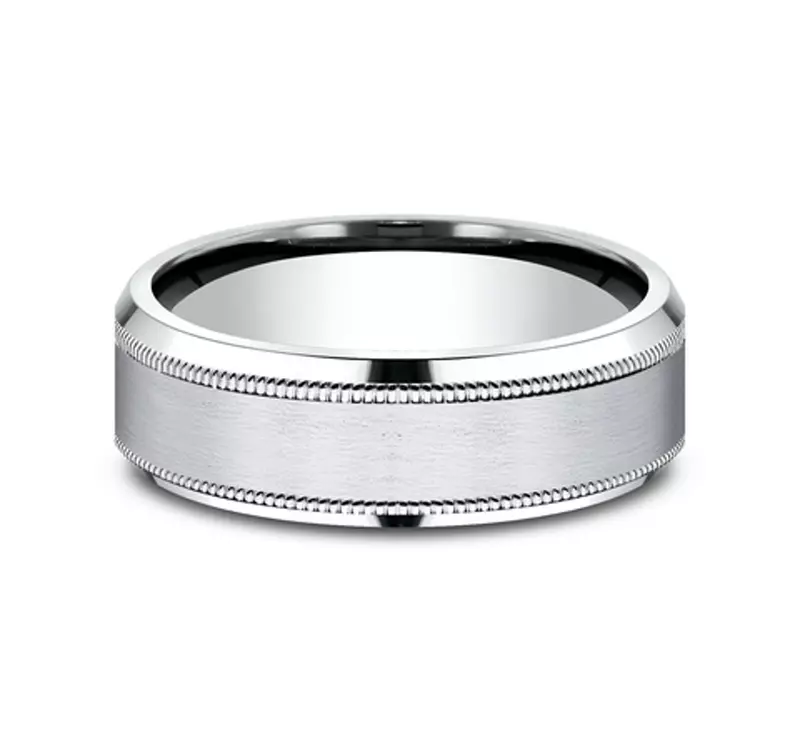 Satin Finish Milgrain Beveled Edge Comfort Fit Band (7mm)