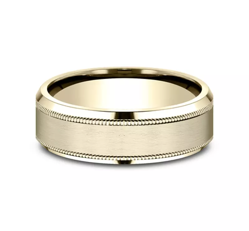 Satin Finish Milgrain Beveled Edge Comfort Fit Band (7mm)