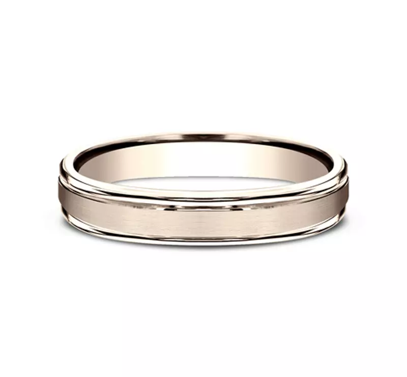 14K Rose Gold Satin Center Polished Edge Comfort-Fit Band (4.5mm)