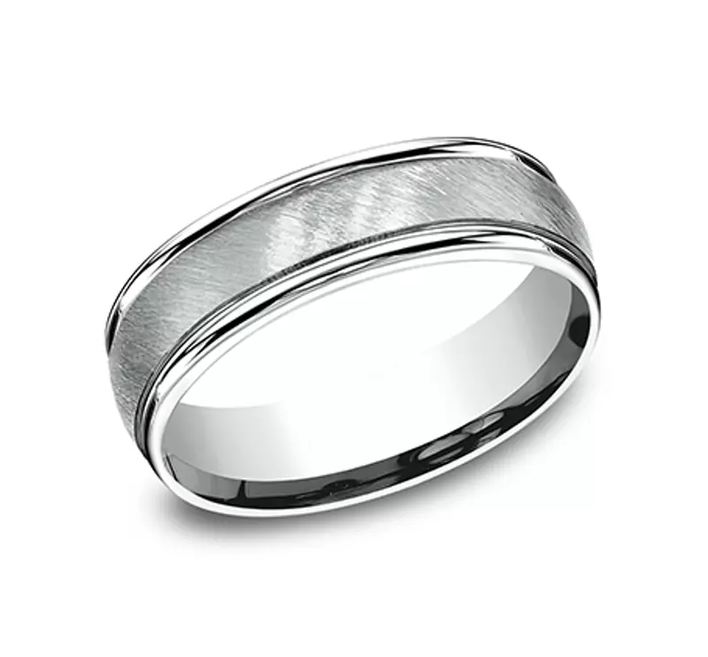 Platinum Cross Satin Round Edge Comfort-Fit Band (6mm)
