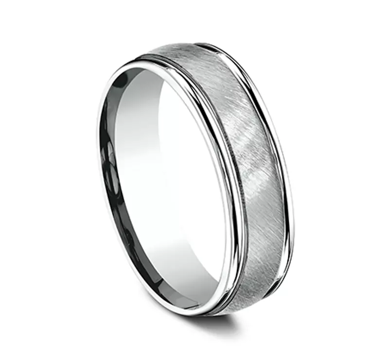Platinum Cross Satin Round Edge Comfort-Fit Band (6mm)