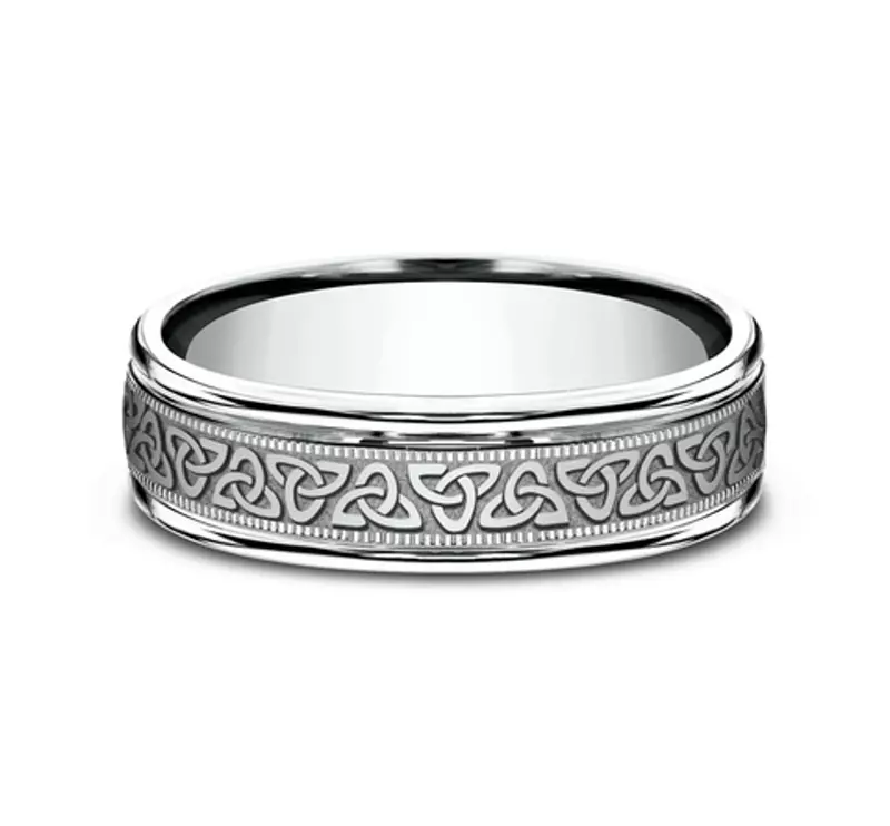 Platinum Celtic Triangle Knot Comfort-Fit Band (6mm)