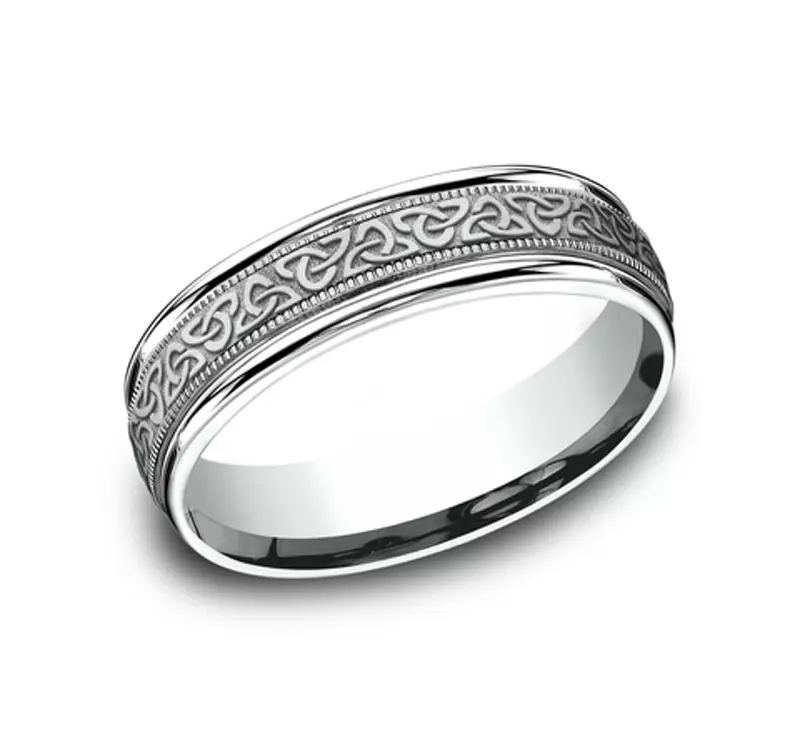 Platinum Celtic Triangle Knot Comfort-Fit Band (6mm)
