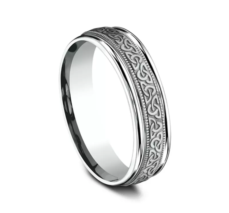 Platinum Celtic Triangle Knot Comfort-Fit Band (6mm)