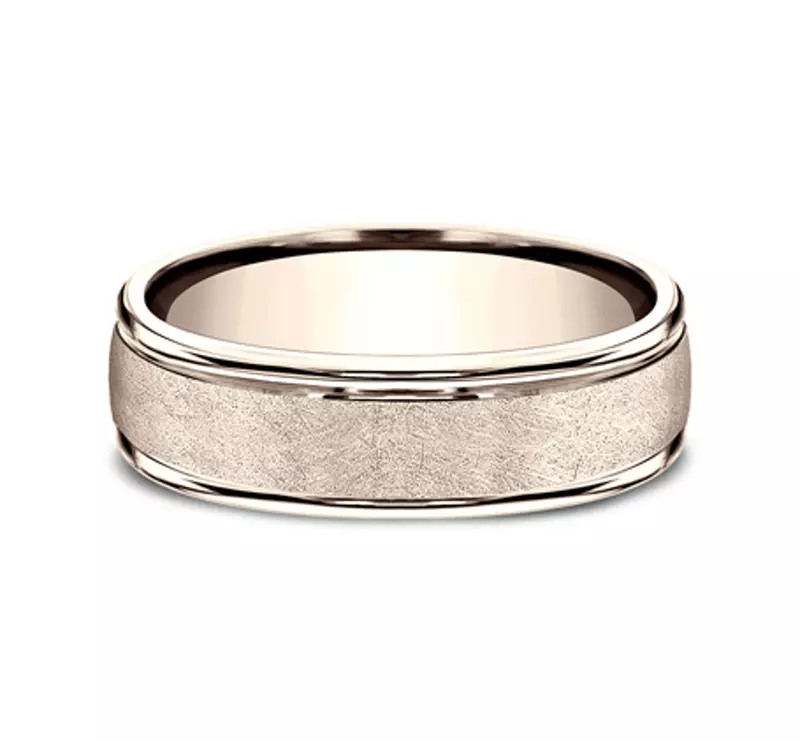 Linen Texture Drop Edge Comfort-Fit Band (6.5mm)