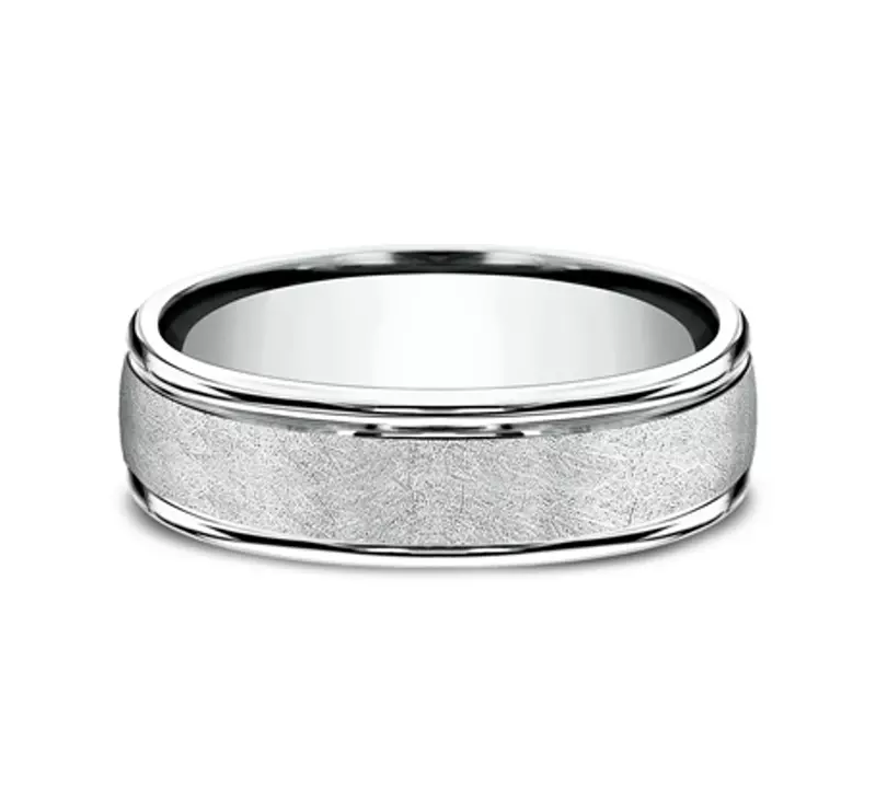 Linen Texture Drop Edge Comfort-Fit Band (6.5mm)