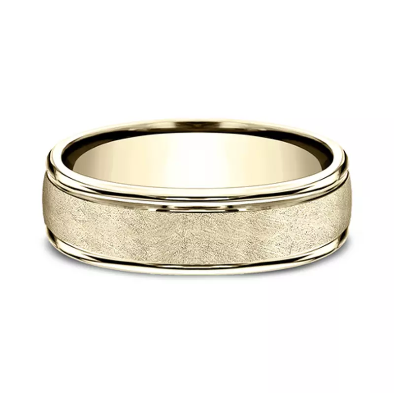 Linen Texture Drop Edge Comfort-Fit Band (6.5mm)