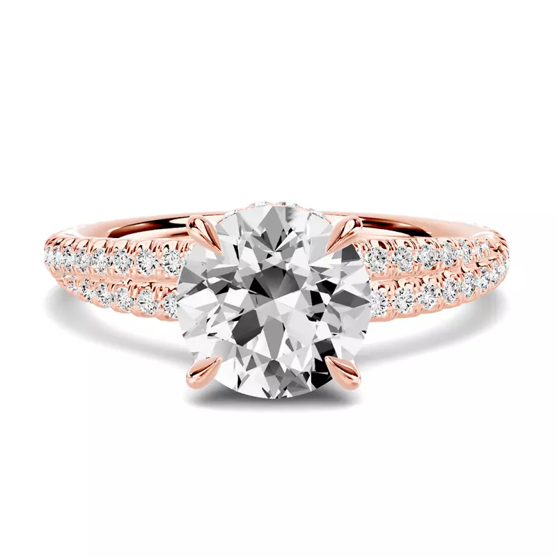 14K Rose Gold Avalon Double Pavé Crossover Engagement Ring