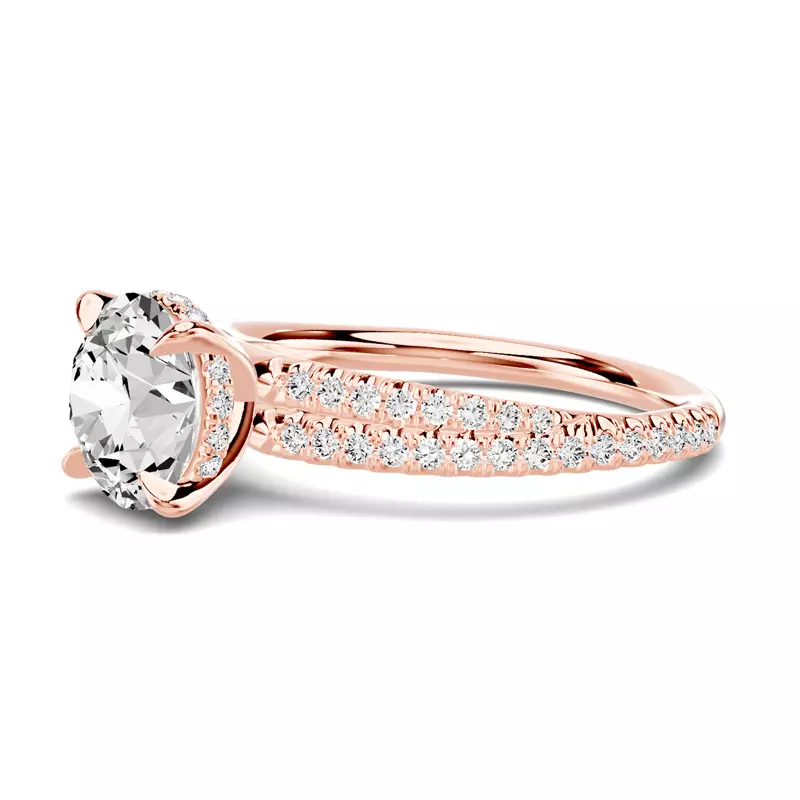 14K Rose Gold Avalon Double Pavé Crossover Hidden Halo Engagement Ring
