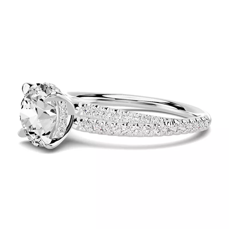 14K White Gold Avalon Double Pavé Crossover Engagement Ring