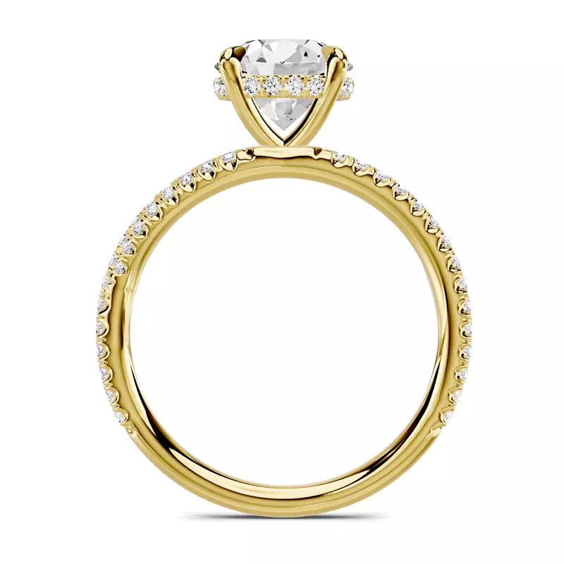 14K Yellow Gold Avalon Double Pavé Crossover Hidden Halo Engagement Ring