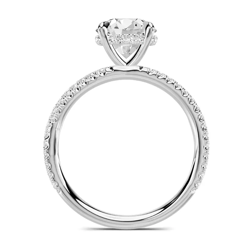 Platinum Avalon Double Pavé Crossover Hidden Halo Engagement Ring