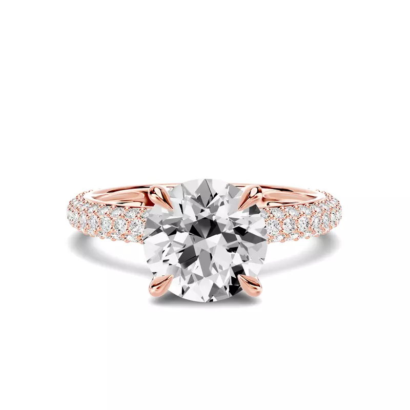 14K Rose Gold Selora Rolled Pavé Engagement Ring