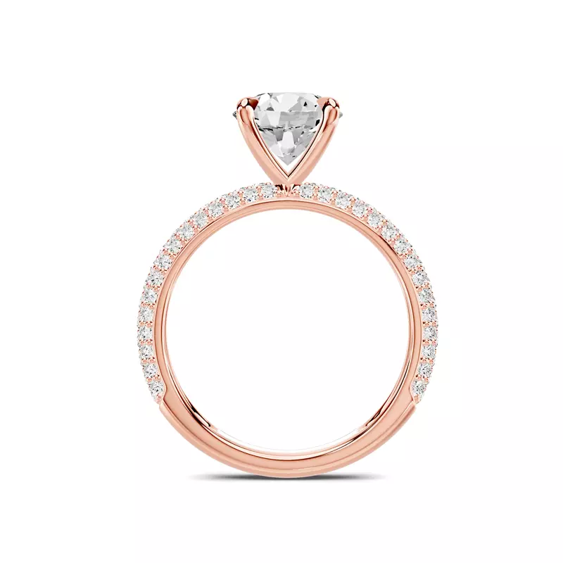 14K Rose Gold Selora Rolled Pavé Engagement Ring