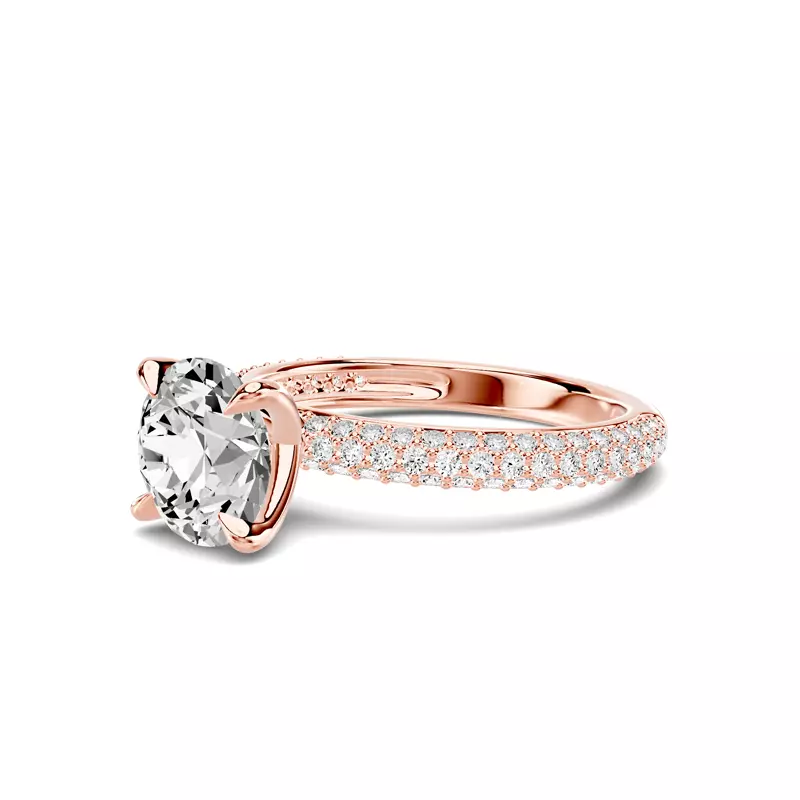 14K Rose Gold Selora Rolled Pavé Engagement Ring