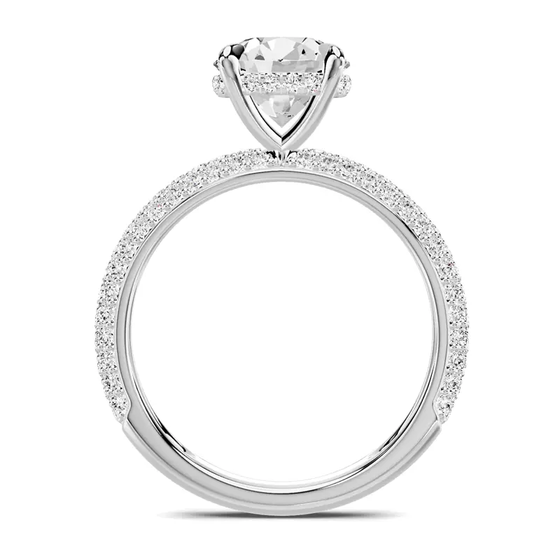 14K White Gold Selora Rolled Pavé Hidden Halo Engagement Ring