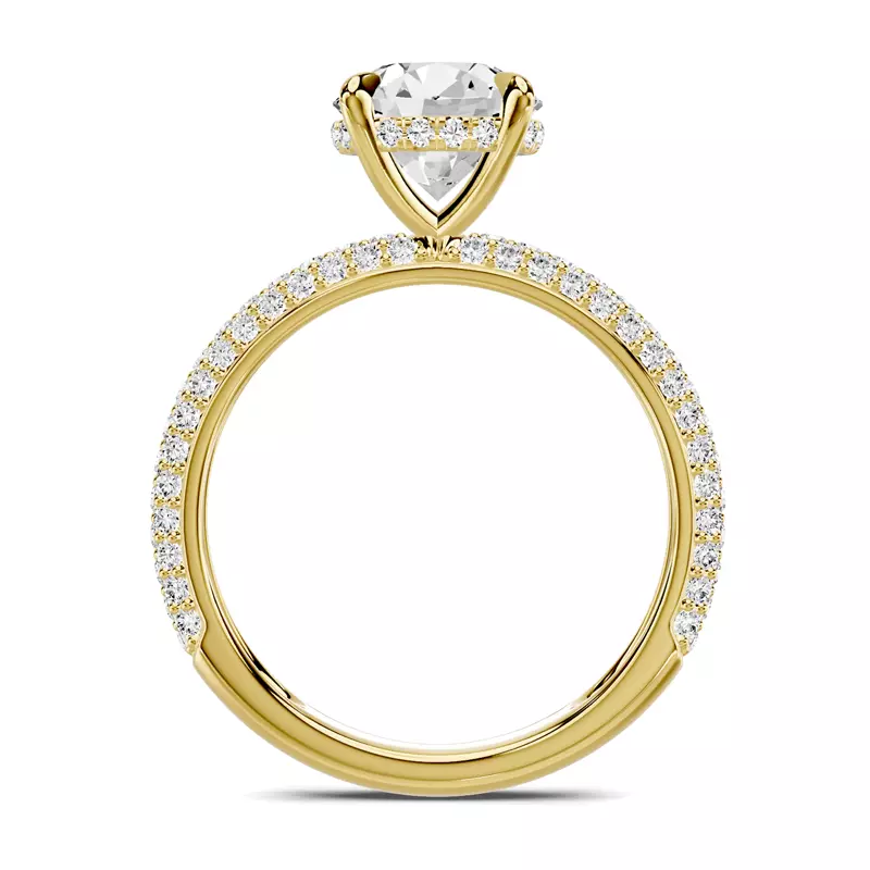 18K Yellow Gold Selora Rolled Pavé Hidden Halo Engagement Ring