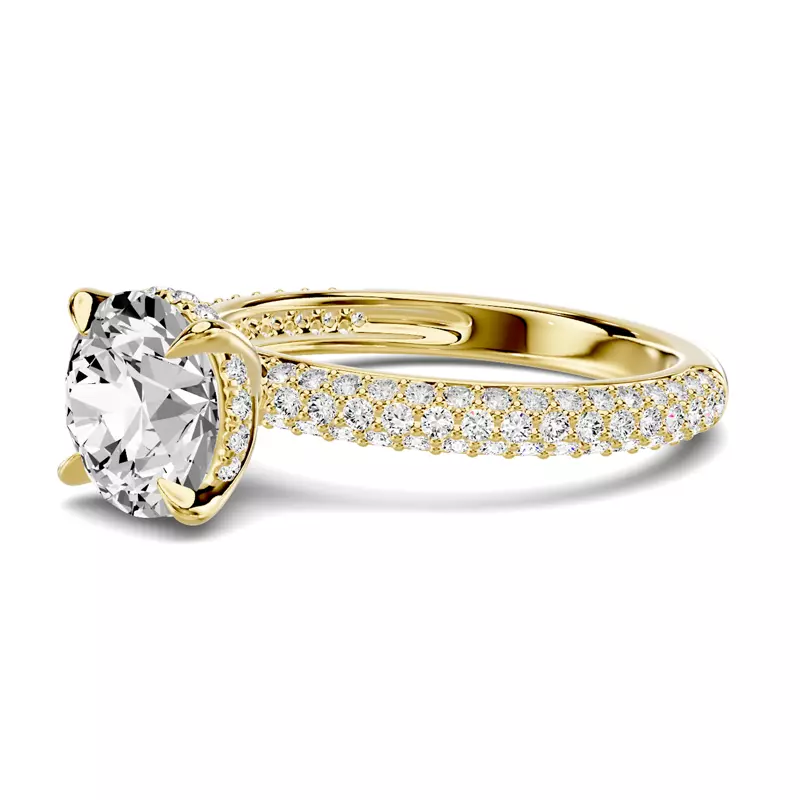 18K Yellow Gold Selora Rolled Pavé Hidden Halo Engagement Ring