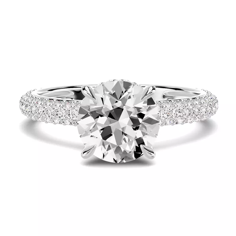 Platinum Selora Rolled Pavé Hidden Halo Engagement Ring