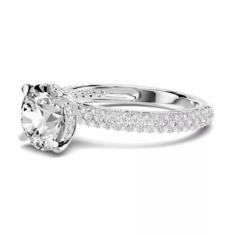 Platinum Selora Rolled Pavé Hidden Halo Engagement Ring