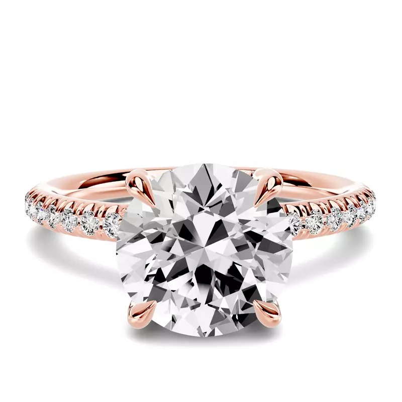 14K Rose Gold Stellora Crossover Pavé Engagement Ring
