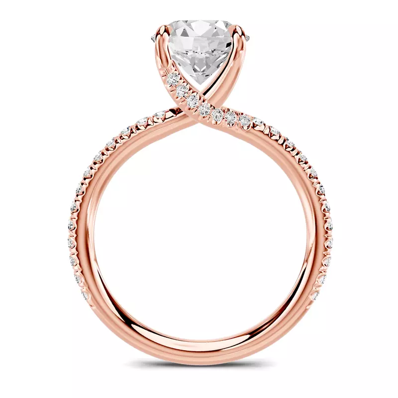 14K Rose Gold Stellora Crossover Pavé Engagement Ring