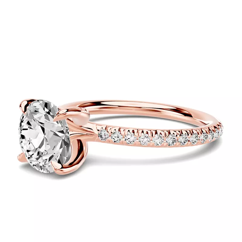 14K Rose Gold Stellora Crossover Pavé Engagement Ring