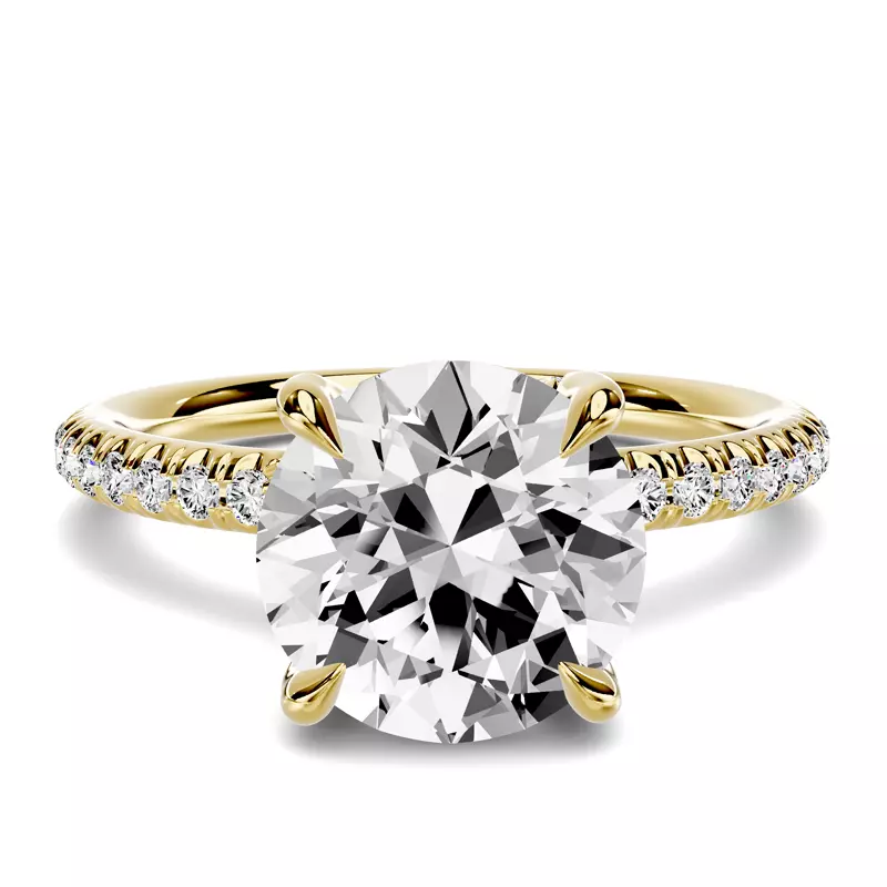 14K Yellow Gold Stellora Crossover Pavé Engagement Ring