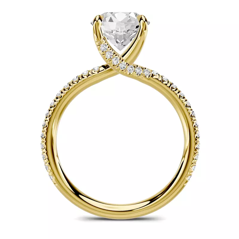 14K Yellow Gold Stellora Crossover Pavé Engagement Ring