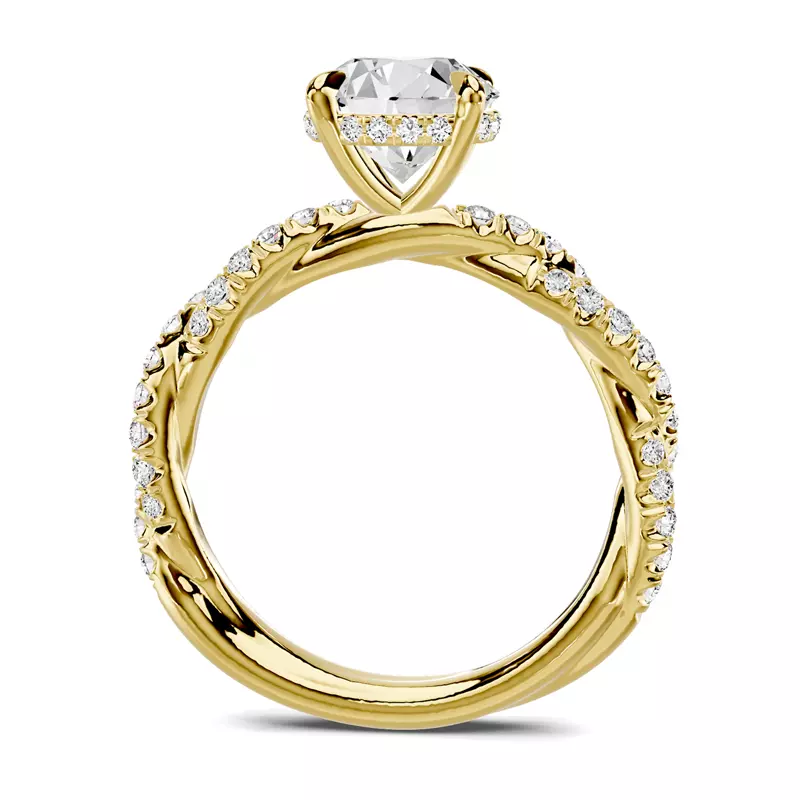 14K Yellow Gold Riona Double Pavé Twist Hidden Halo Engagement Ring