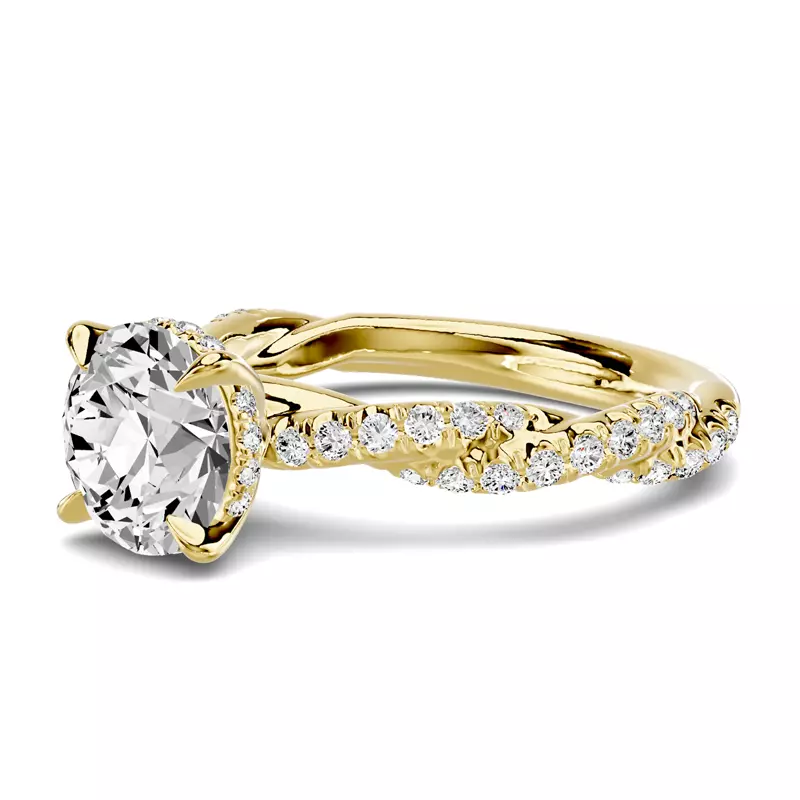 14K Yellow Gold Riona Double Pavé Twist Hidden Halo Engagement Ring