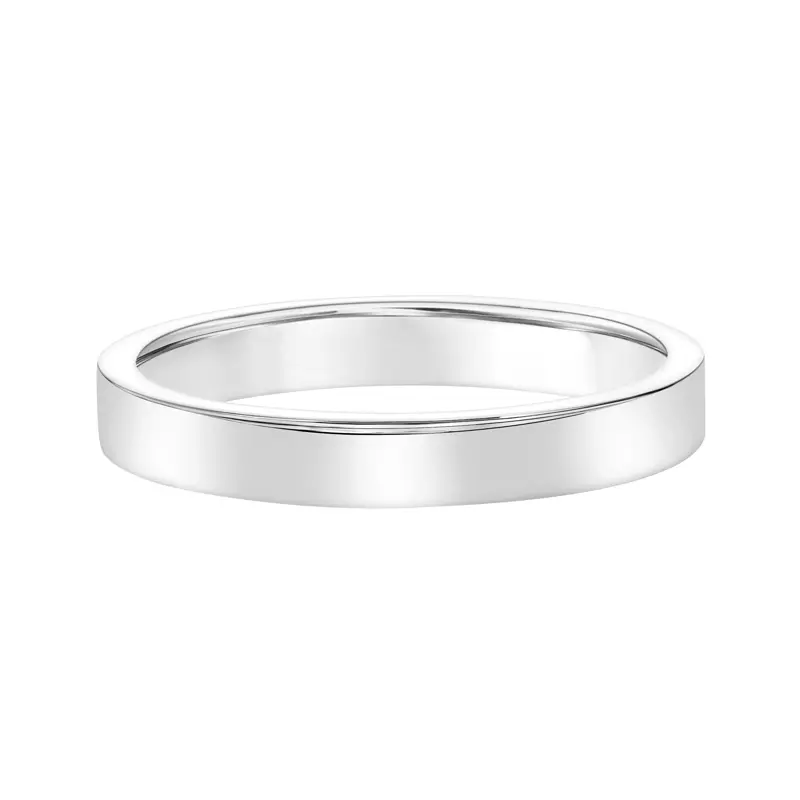 14K White Gold Flat Comfort Fit Polished Band (3mm)