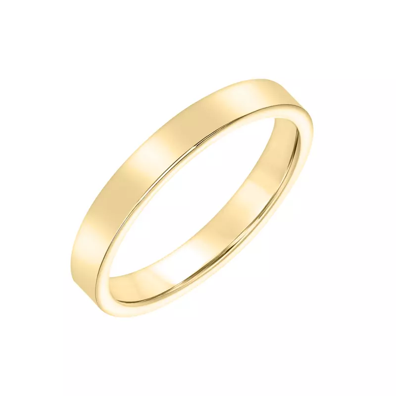 18K Yellow Gold Flat Comfort Fit Polished Band (3mm)