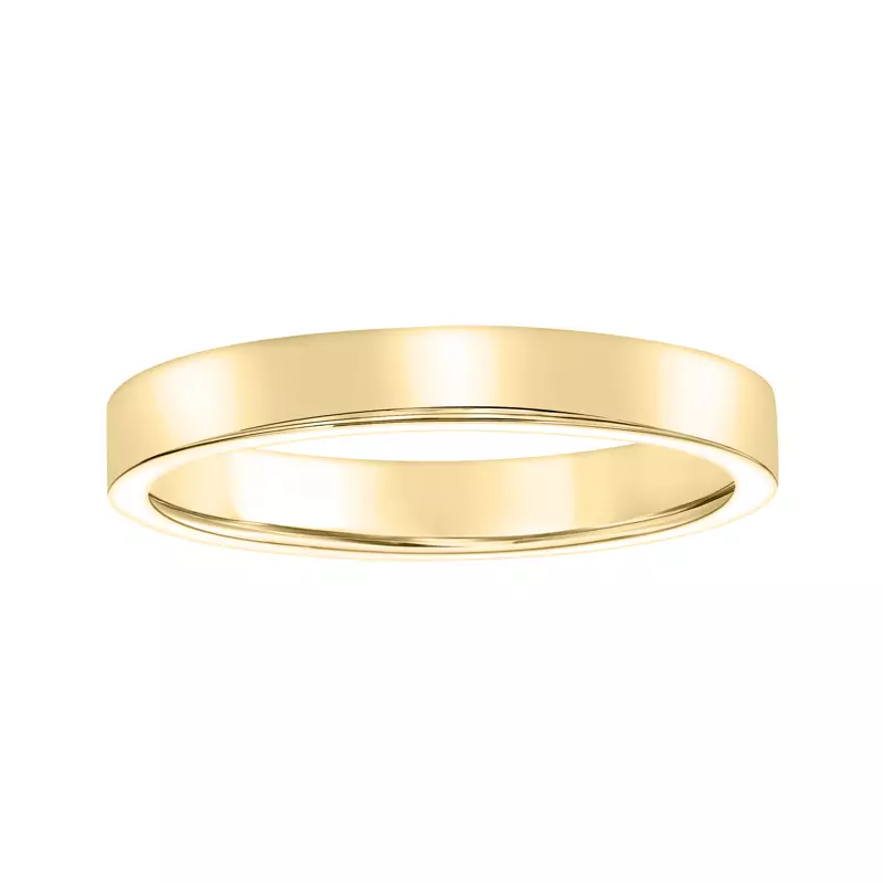 18K Yellow Gold Flat Comfort Fit Polished Band (3mm)