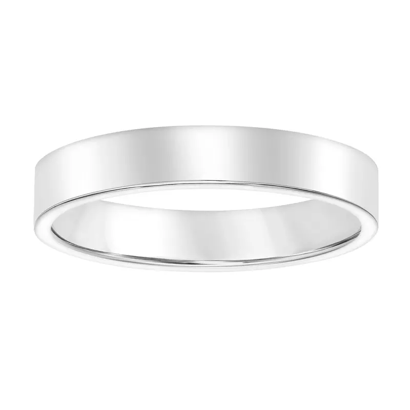 18K White Gold Flat Comfort Fit Polished Band (4mm)