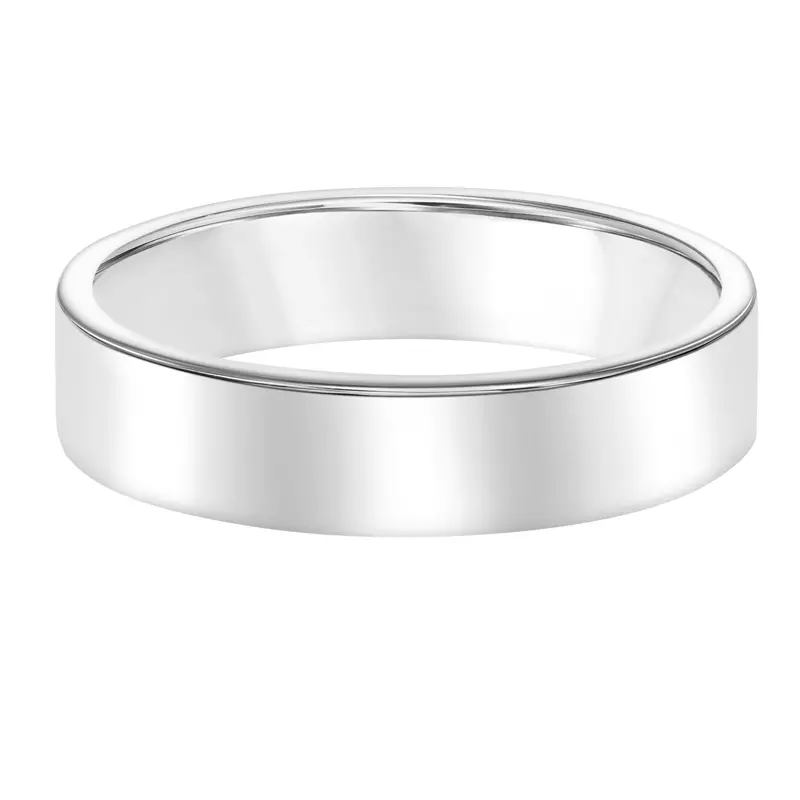 18K White Gold Flat Comfort Fit Polished Band (5mm)