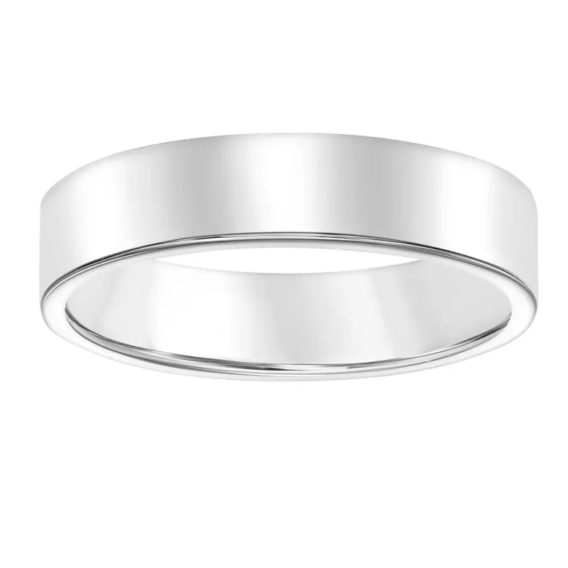 18K White Gold Flat Comfort Fit Polished Band (5mm)