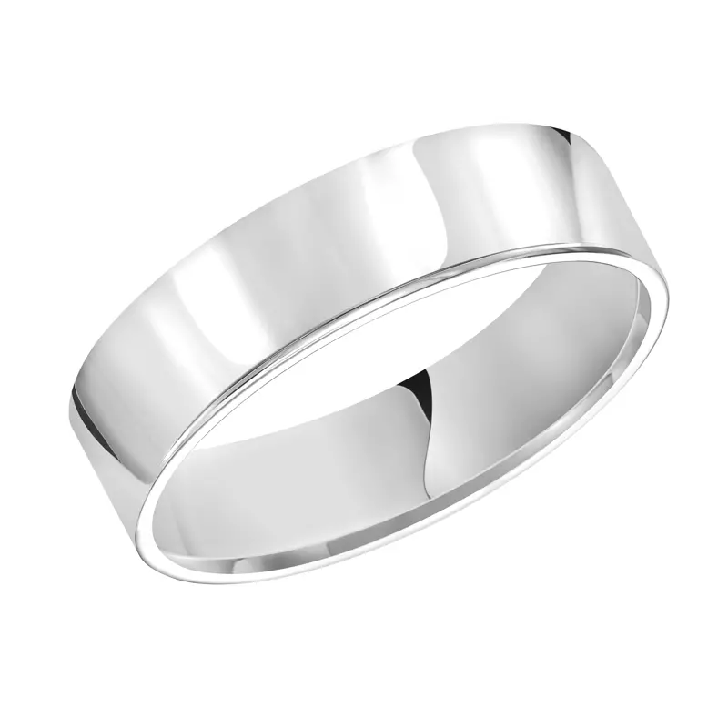 14K White Gold Flat Comfort Fit Polished Band (6mm)