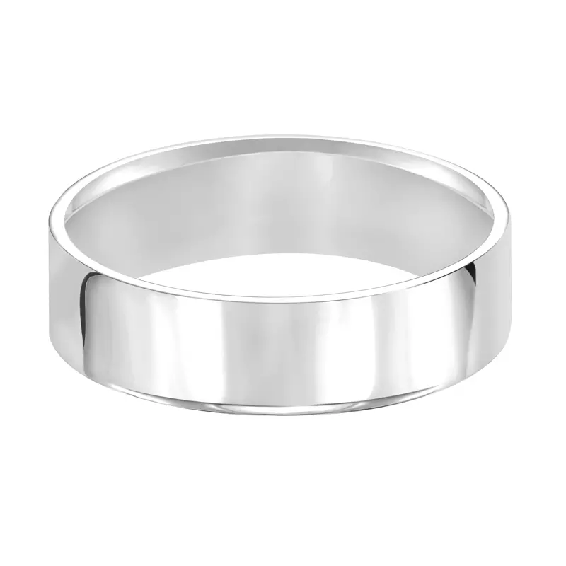 14K White Gold Flat Comfort Fit Polished Band (6mm)
