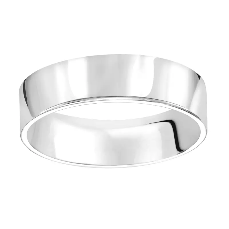 14K White Gold Flat Comfort Fit Polished Band (6mm)