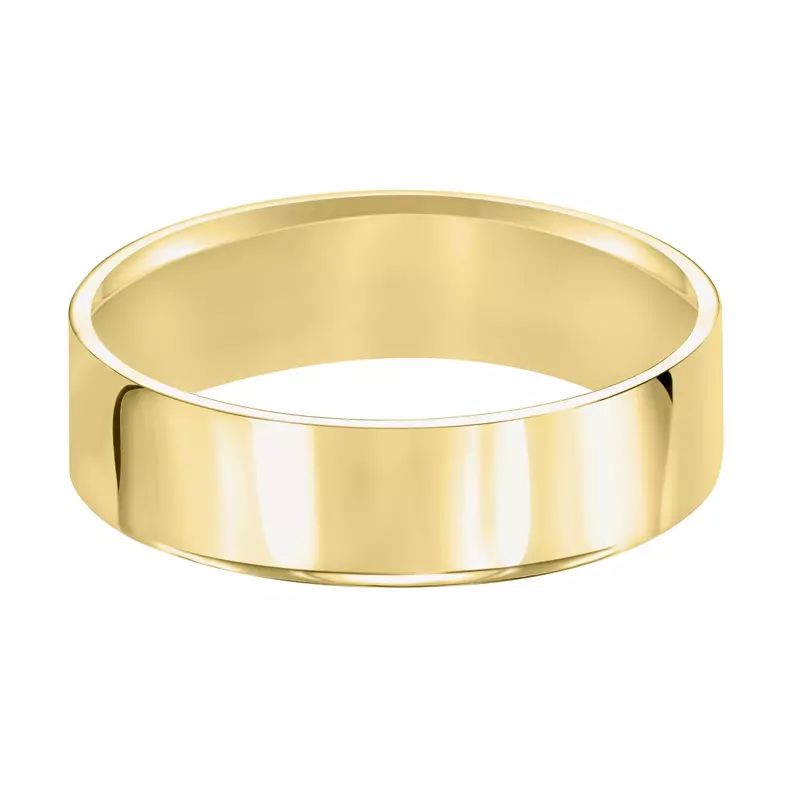 14K Yellow Gold Flat Comfort Fit Polished Band (6mm)