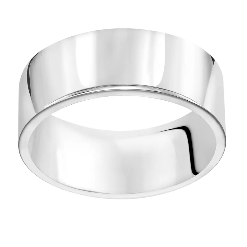 14K White Gold Flat Comfort Fit Polished Band (8mm)