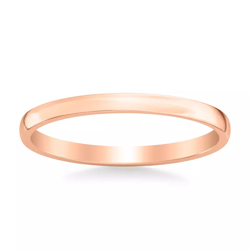 14K Rose Gold Low Dome Polished Band (2mm)