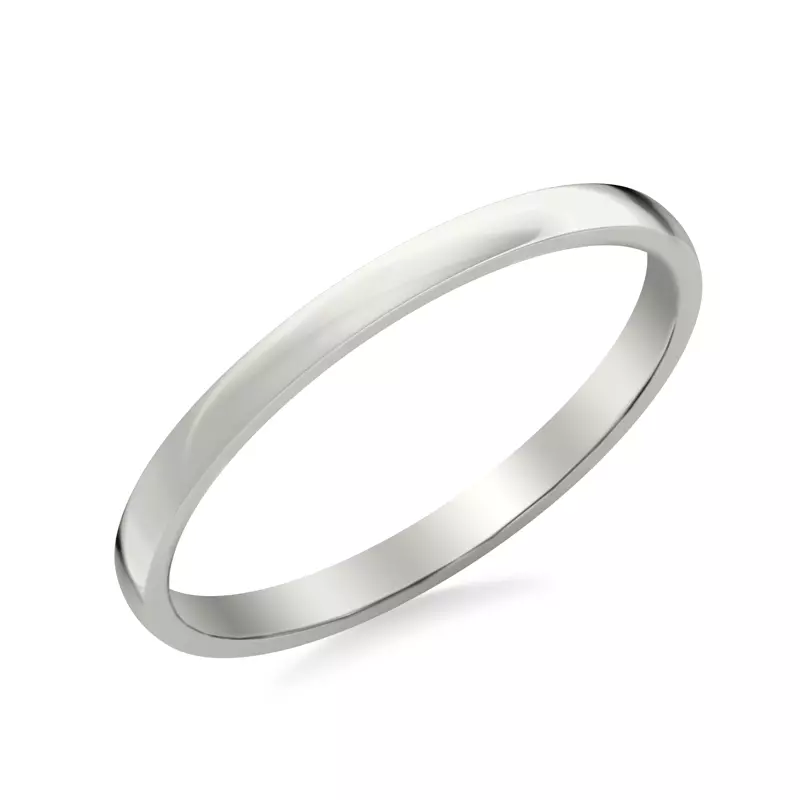 14K White Gold Low Dome Polished Band (2mm)